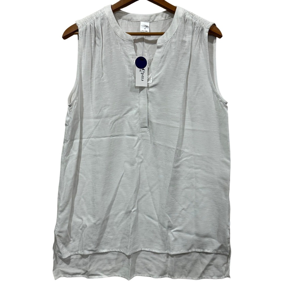 East 5th Womens White Sleeveless Popover Blouse Textured Rayon Top‎ Medium NEW
